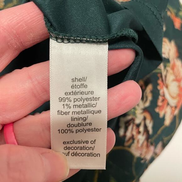 Maurices Brand NWT Green Floral Lurex Ruffle Trim Skater Dress Size Medium - Picture 3 of 9